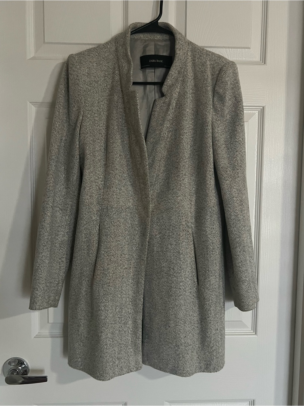 Zara Gray Herringbone Coat Women’s Medium